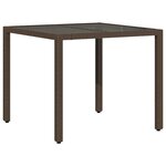 vidaXL Ensemble à manger de jardin et coussins 3Pièces marron rotin verre