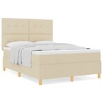 vidaXL Lit à sommier avec matelas crème 140x200 cm en tissu