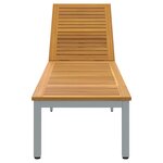vidaXL Chaise Longue Grise 200x55x35 cm Bois de Teck Massif
