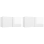 vidaXL Meubles TV suspendus 2 Pièces Blanc brillant 60x30x30 cm