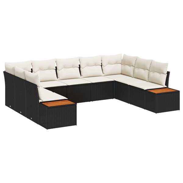 vidaXL Ensemble de canapé de jardin 5 pièces avec coussins noir en poly rotin