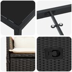 vidaXL Ensemble de salle à manger de jardin de 3 pièces avec coussins Rotin Poly Noir