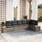 Ensemble de Canapé de Jardin 6 Pièces avec Coussins en Rattan Poly Gris Acacia
