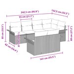 vidaXL Ensemble de canapé de jardin de 7 pièces avec coussins Noir Rotin Synthétique
