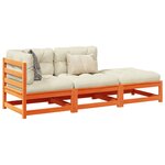 vidaXL Salon de jardin 3 Pièces avec coussins cire marron bois pin massif