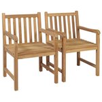 vidaXL Chaises de jardin lot de 2 avec coussins vert vif Teck massif