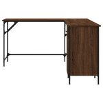 Bureau table poste de travail meuble d'ordinateur informatique étude chêne 141 x 141 x 75 cm bois d'ingénierie brun 02_0023621