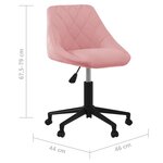 Vidaxl chaise pivotante de bureau rose velours