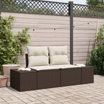 vidaXL Canapé de jardin 2 places avec coussins en rotin poly marron