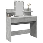 vidaXL Coiffeuse avec LED gris béton 100x40x130 cm