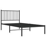 vidaXL Cadre de lit métal avec tête de lit noir 90x190 cm
