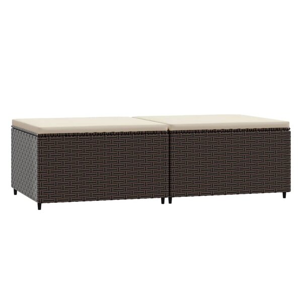 vidaXL Repose-pieds de jardin coussins lot de 2 marron résine tressée