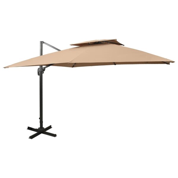vidaXL Parasol de jardin en porte-à-faux avec double toit taupe