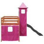 vidaXL Lit mezzanine enfants avec tour rose 90x200 cm bois pin massif