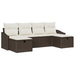 vidaXL Canapé de jardin 6 pièces avec coussins en poly rotin marron