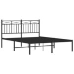 vidaXL Cadre de lit métal avec tête de lit noir 140x190 cm