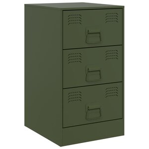 vidaXL Table de chevet vert olive 34 5x39x62 cm acier