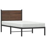 vidaXL Cadre de lit en métal avec tête de lit chêne marron 75x190 cm