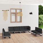 vidaXL Salon de jardin 8 Pièces avec coussins Bois de pin massif