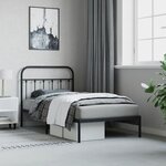 vidaXL Cadre de lit métal avec tête de lit noir 100x190 cm