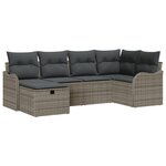 Ensemble de Canapé de Jardin 6 Pièces avec Coussins en Rattan Poly Gris
