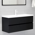 vidaXL Armoire d'évier avec lavabo intégré Noir Aggloméré