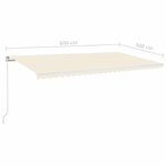 vidaXL Auvent manuel rétractable avec LED 600x300 cm Crème
