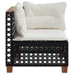 vidaXL Canapé d'angle de jardin avec coussins noir résine tressée