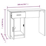 Bureau table poste de travail meuble d'ordinateur informatique étude avec tiroir et armoire sonoma 100 x 40 x 73 cm gris 02_0023455