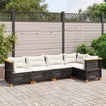 vidaXL Salon de jardin 5 Pièces avec coussins noir résine tressée