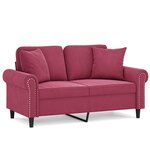 vidaXL Canapé 2 places avec oreillers bordeaux 120 cm velours