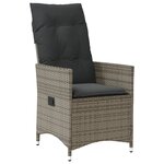 vidaXL Chaise inclinable de jardin avec coussins gris résine tressée