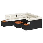 vidaXL Ensemble de canapé de jardin de 9 pièces avec coussins noir poly rattan acacia