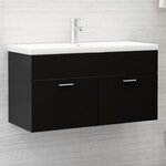 vidaXL Armoire d'évier avec lavabo intégré Noir Aggloméré