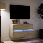 vidaXL Meubles TV muraux lumières LED 2 Pièces chêne sonoma 41x31x45 cm
