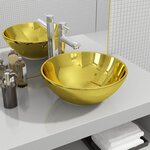 vidaXL Lavabo 32 5 x 14 cm Céramique Doré