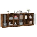 vidaXL Bibliothèque avec portes chêne fumé 204x37x75 cm