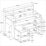 Lit combiné enfant avec bureau rétractable - blanc et chêne - 90x 200 cm - Sommier inclus -THEO
