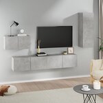 vidaXL Ensemble de meubles TV 4 Pièces Gris béton Bois d'ingénierie