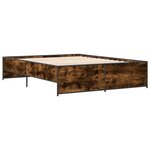 vidaXL Cadre de lit chêne fumé 160x200 cm bois d'ingénierie et métal