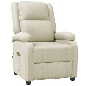 vidaXL Fauteuil de massage Crème Similicuir