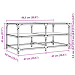 vidaXL Table basse avec dessus en verre transparent 98 5x50x45cm acier