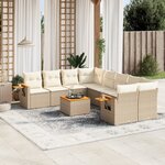 vidaXL Salon de jardin avec coussins 9 Pièces beige résine tressée