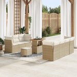 Ensemble de 10 Pièces de Canapés de Jardin avec Coussins Beige Poly Rattan