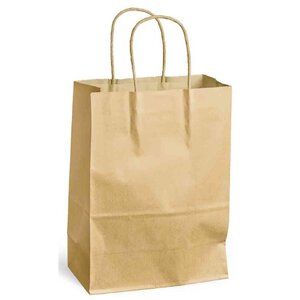 Sac à poignées torsadées kraft 80g taille xs 24x8x18cm brun x 20 mailmedia