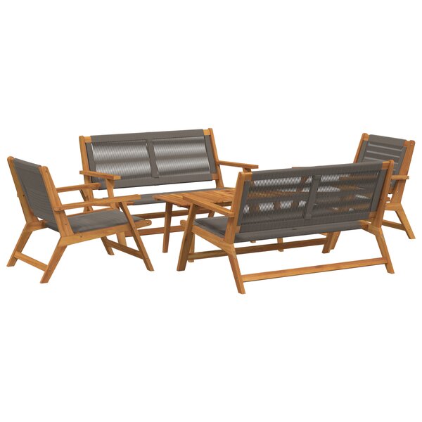 vidaXL Ensemble de chaises de jardin avec table  5 pièces  gris  bois d'acacia massif
