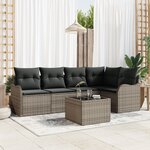 Ensemble de canapé de jardin vidaXL 5 pièces avec coussins en rotin noir