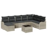 Ensemble de canapés vidaXL 9 pièces avec coussins gris rattan
