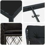 vidaXL Ensemble de repas de jardin 5 pièces avec coussins en rattan poly noir