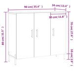 vidaXL Buffet gris béton 90x34x80 cm bois d'ingénierie